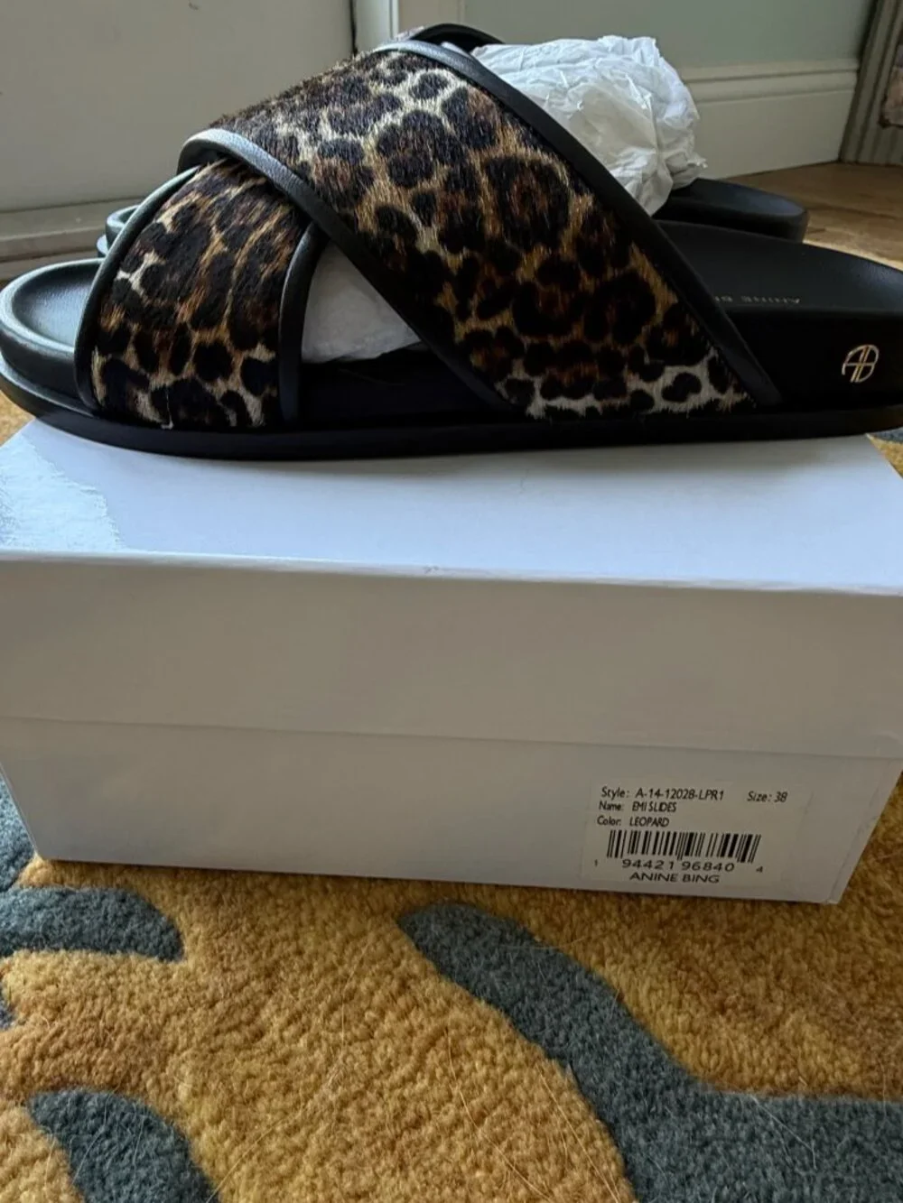 Anine Bing Leopard (pony hair) Slides